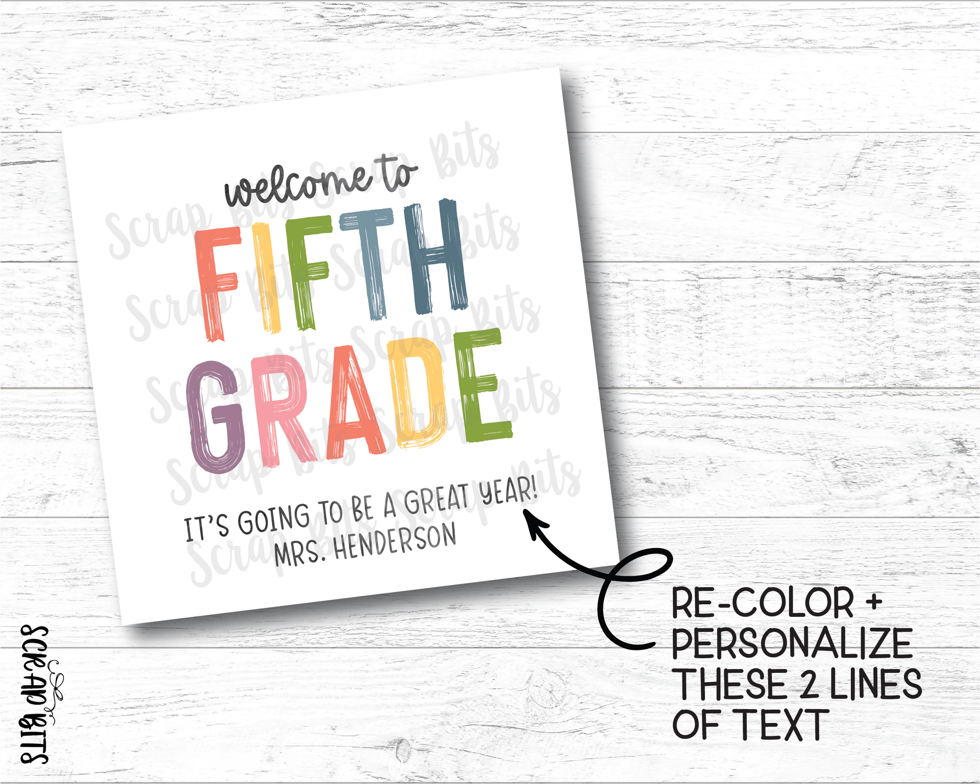 Welcome To Fifth Grade Tags, Pastel Rainbow . Printable Back To School Tags, Instant Download Editable Template - Scrap Bits