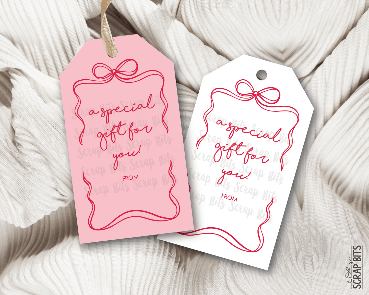 Wiggle Bow Frame A Special Gift, Printable Christmas Gift Tags, Instant Download - Scrap Bits