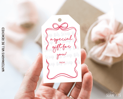 Wiggle Bow Frame A Special Gift, Printable Christmas Gift Tags, Instant Download - Scrap Bits