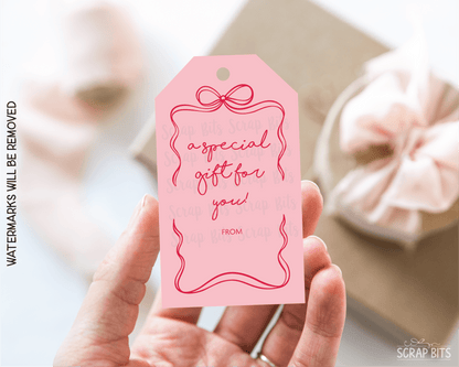 Wiggle Bow Frame A Special Gift, Printable Christmas Gift Tags, Instant Download - Scrap Bits