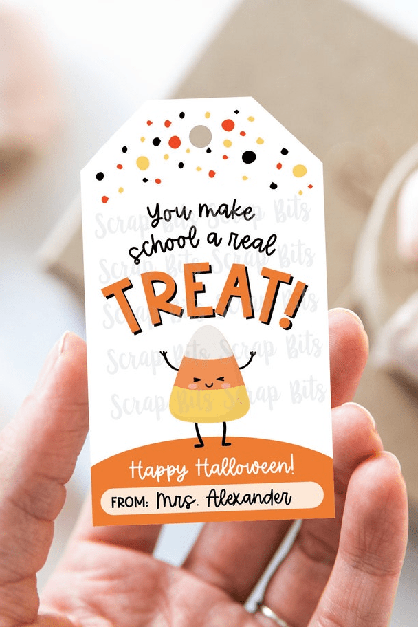 You Make School A Real Treat, Candy Corn, Halloween Treat Bag Tags - Scrap Bits