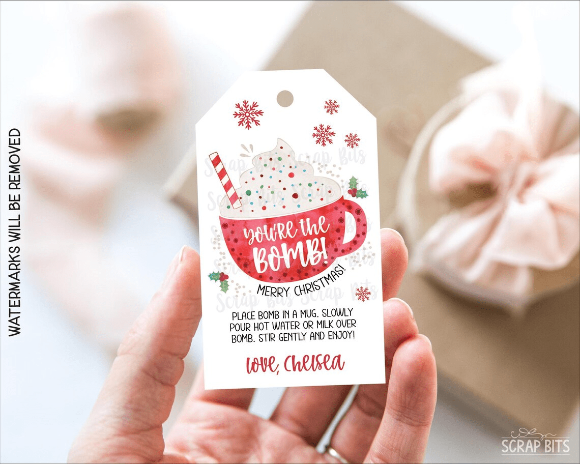 You're The Bomb Red Mug, Personalized Christmas Gift Tags - Scrap Bits