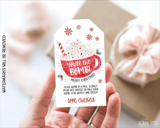 You're The Bomb Red Mug, Personalized Christmas Gift Tags - Scrap Bits