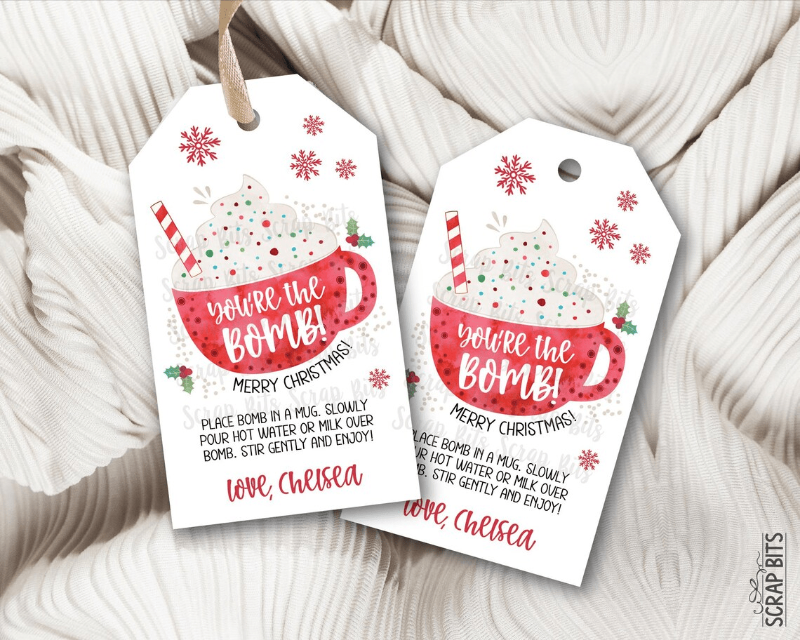 You're The Bomb Red Mug, Personalized Christmas Gift Tags - Scrap Bits