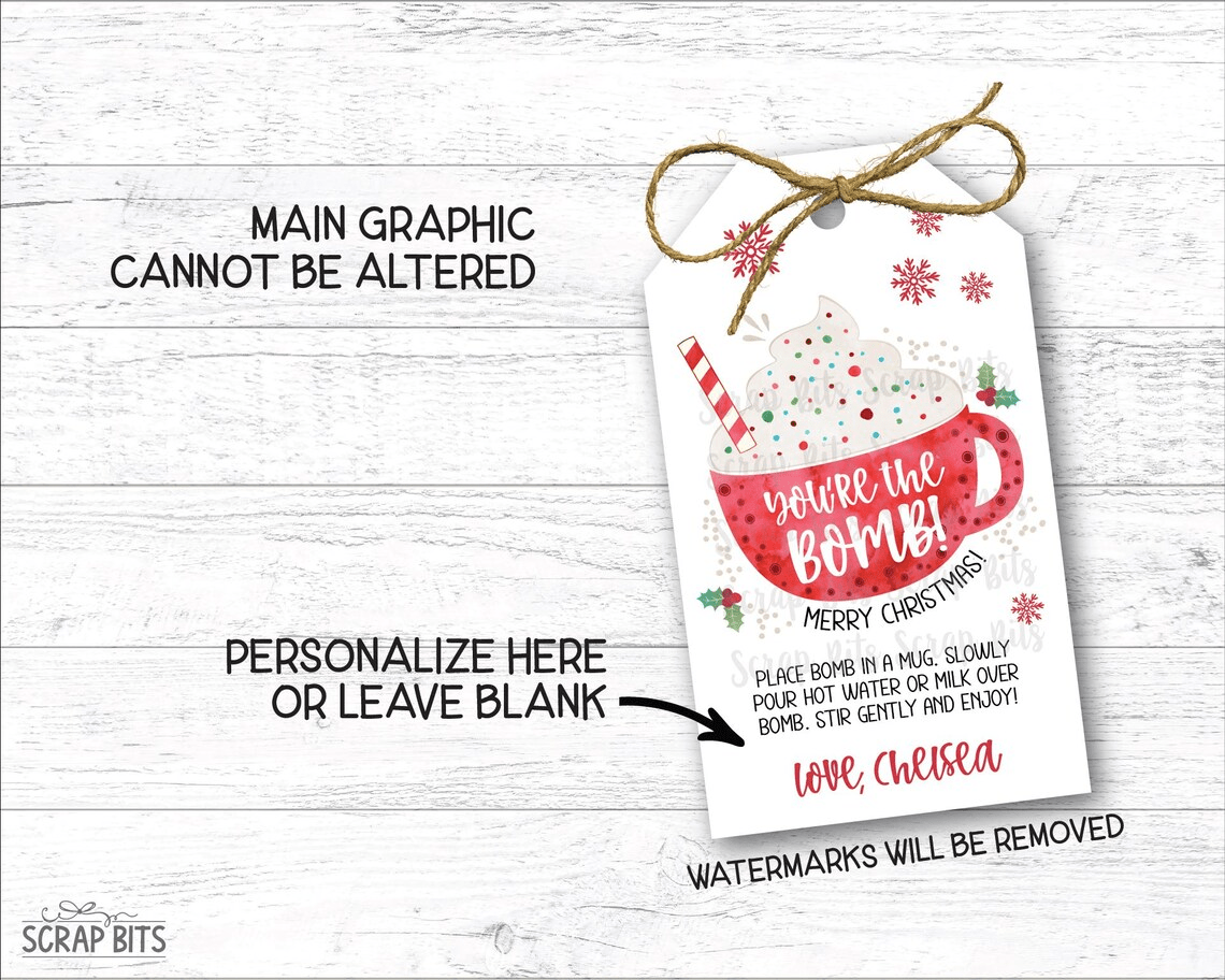 You're The Bomb Red Mug, Personalized Christmas Gift Tags - Scrap Bits