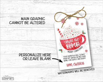You're The Bomb Red Mug, Personalized Christmas Gift Tags - Scrap Bits