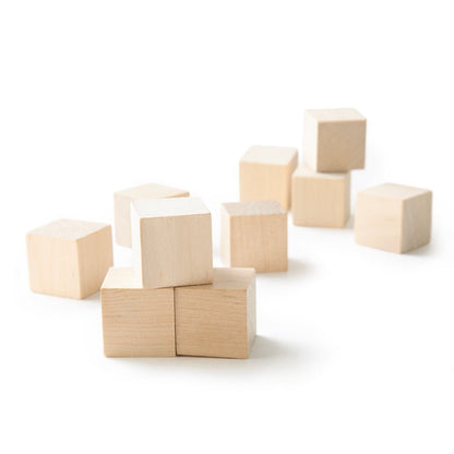 1" Wood Cubes . Small Wood Blocks, Unfinished - Set of 10 - Scrap Bits