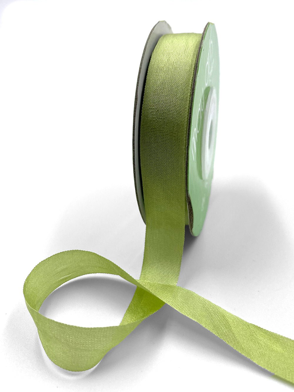 1/2" Hand Dyed Silk Ribbon with Woven Edge . Celery Green Silk Ribbon . 3 yards - Scrap Bits