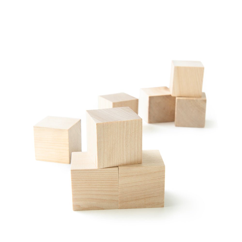 1.5" Wood Cubes . Small Wood Blocks, Unfinished - Set of 10 - Scrap Bits