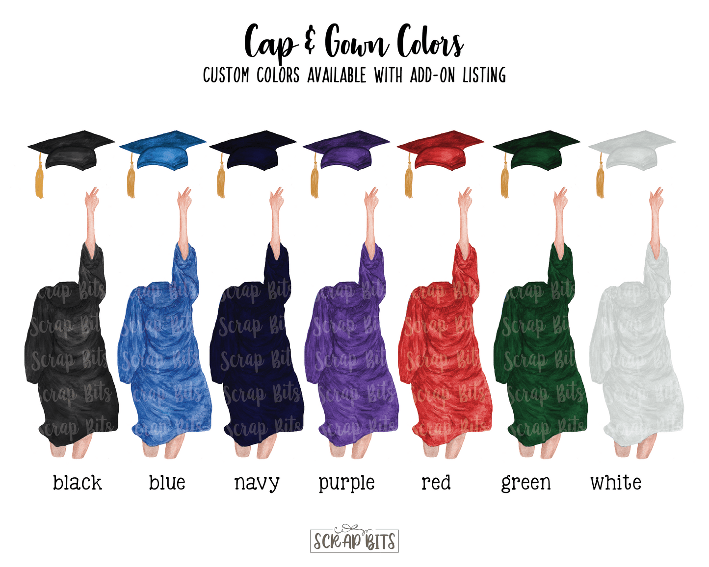 2 Female Best Friends Graduation Print, Custom Graduation Gift, Tossing Cap Full Gowns . Personalized Digital Portrait Print - Scrap Bits