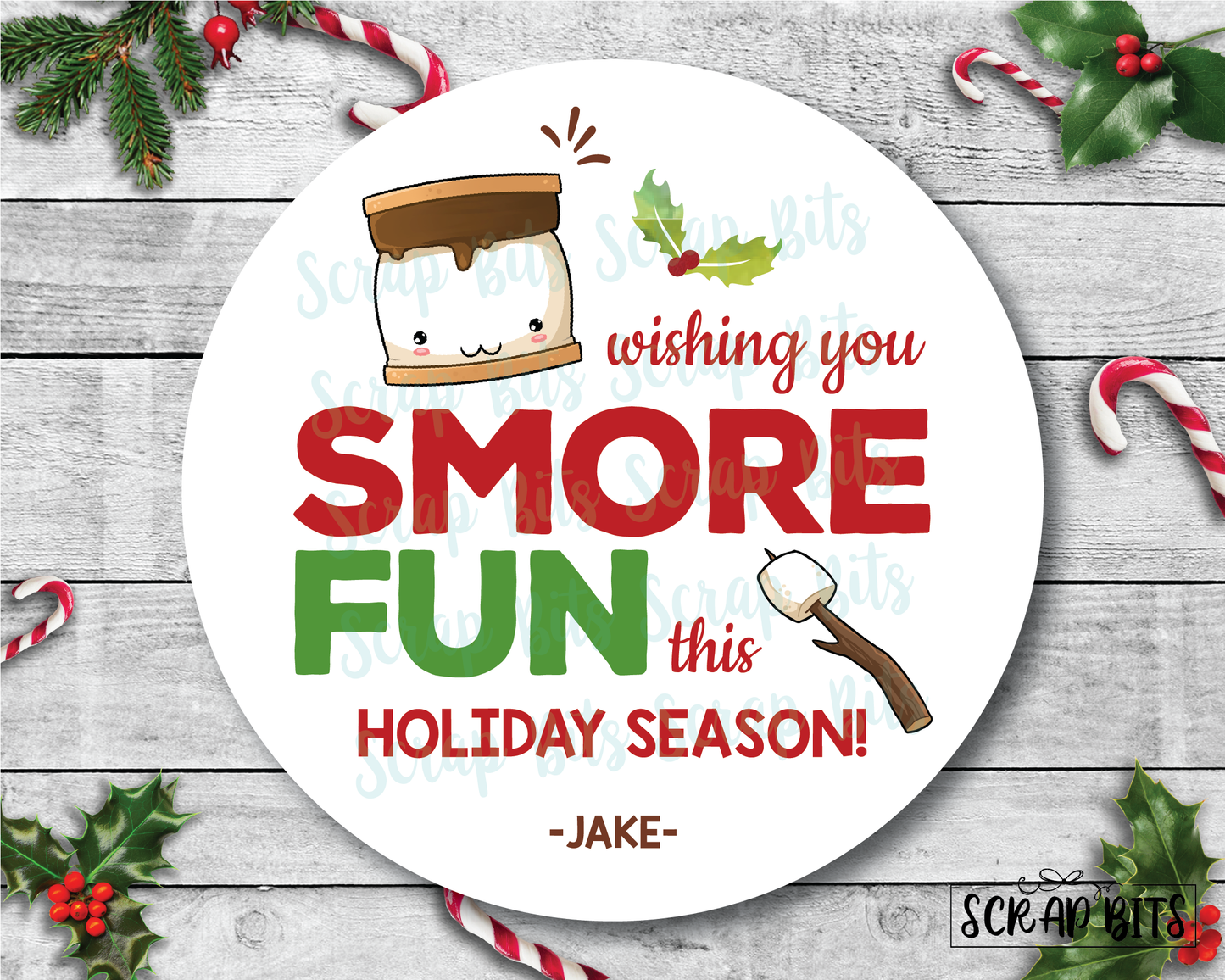 Wishing You Smore Fun This Holiday Season Stickers or Tags . Christmas Gift Labels