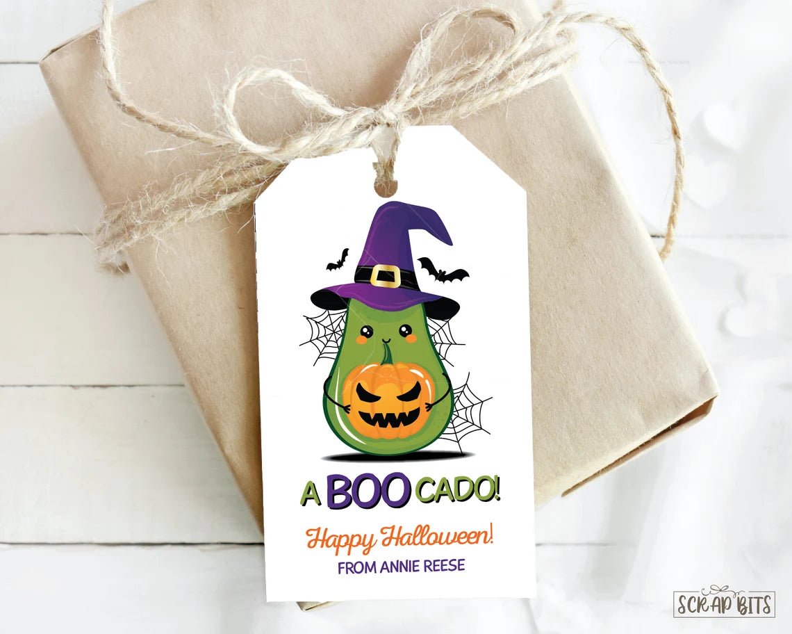 A BOO Cado, Avocado Halloween Tags . Halloween Treat Bag Tags - Scrap Bits
