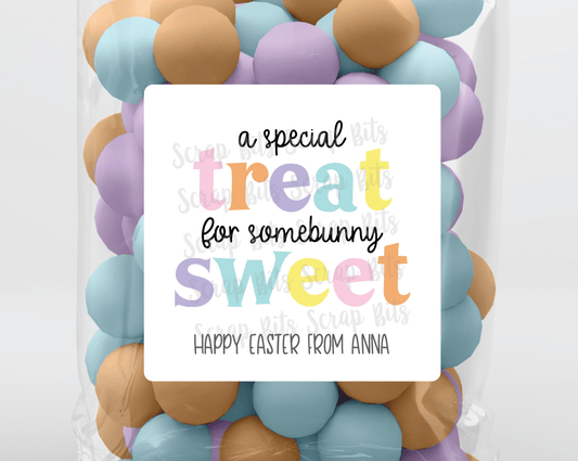 A Special Treat For Some Bunny Sweet, Funky Lettering Easter Treat Bag Stickers - Scrap Bits