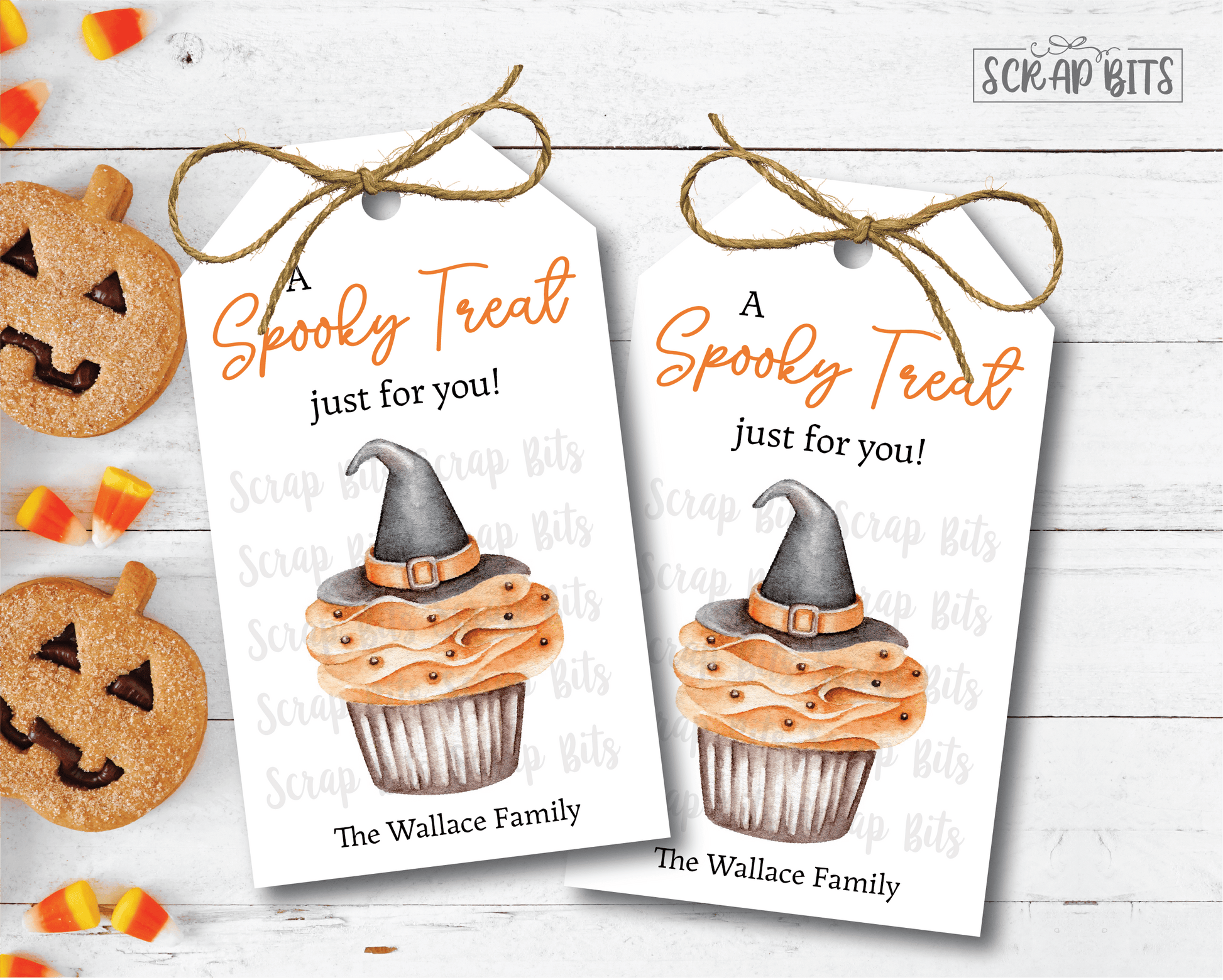 A Spooky Treat Just For You, Witches Hat Cupcake Tags. Halloween Treat Bag Tags - Scrap Bits