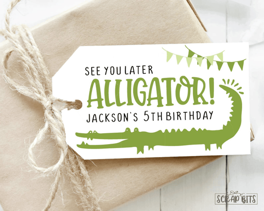 Alligator Birthday Tags, See You Later Alligator, Personalized Favor Tags - Scrap Bits