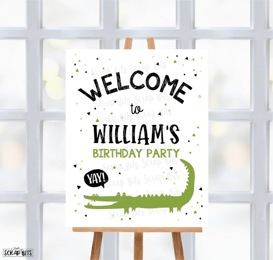 Alligator Party Welcome Sign, Alligator Birthday Party Sign . 5 Digital Print Sizes - Scrap Bits