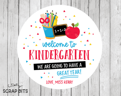 ANY Grade Welcome Back Stickers, Great Year Apple, Pencils, Chalkboard . Back To School Stickers or Tags - Scrap Bits