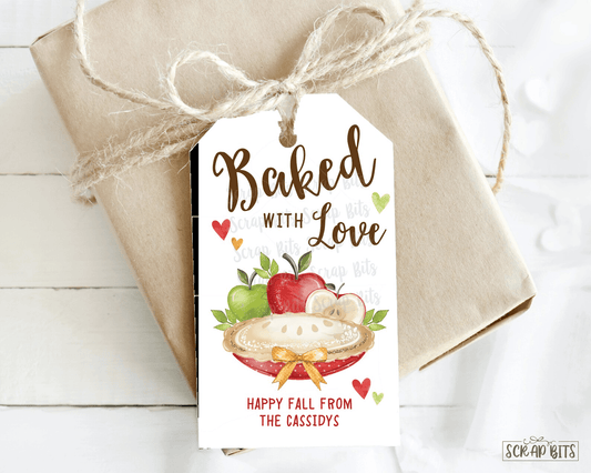 Apple Pie Baked With Love Tags, Fall Baking Tags . Fall Gift Tags - Scrap Bits