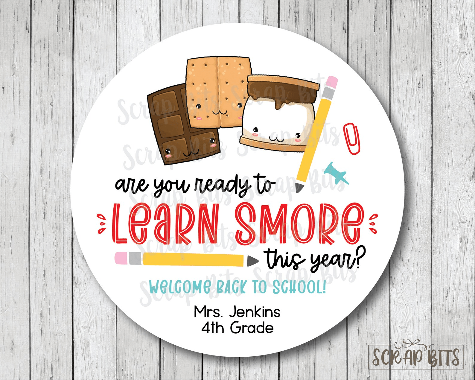 Are You Ready To Learn S'more This Year, Back To School Smore Stickers or Tags - Scrap Bits