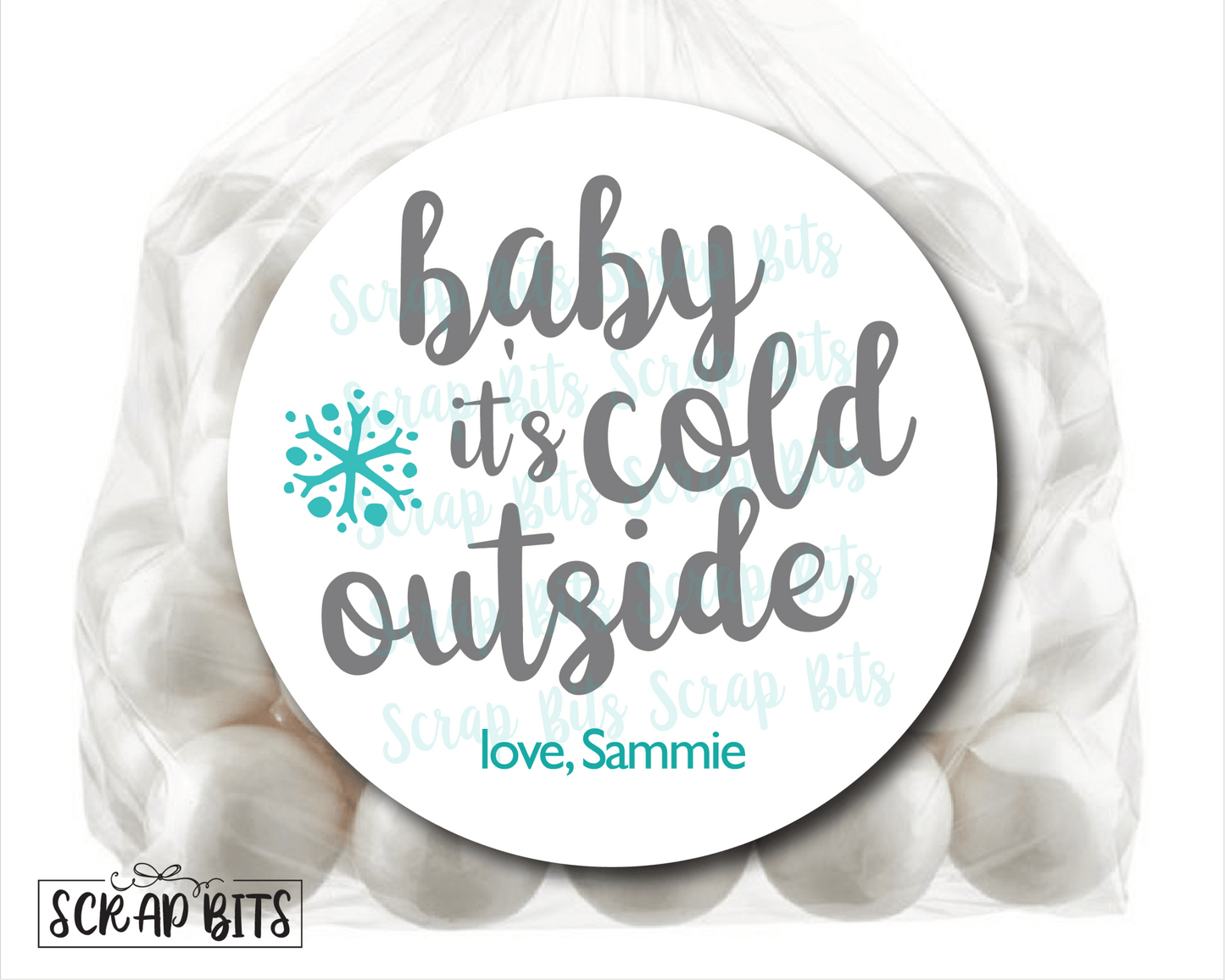 Baby It's Cold Outside Stickers or Tags . Christmas Gift Labels - Scrap Bits