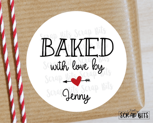 Baked With Love Baking Labels, Arrow & Heart - Scrap Bits