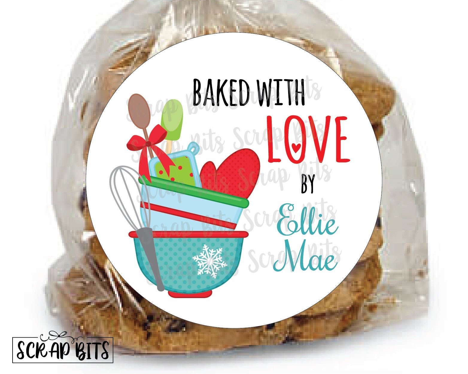 Baked With Love Holiday Baking Labels, Stacked Bowls - Scrap Bits