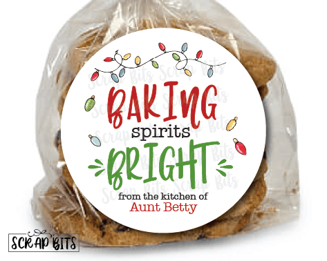 Baking Spirits Bright Stickers or Tags . Holiday Baking Labels - Scrap Bits