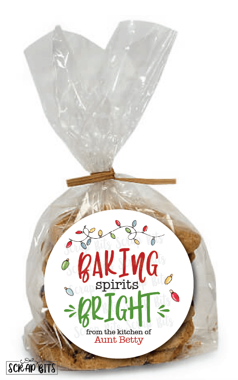 Baking Spirits Bright Stickers or Tags . Holiday Baking Labels - Scrap Bits