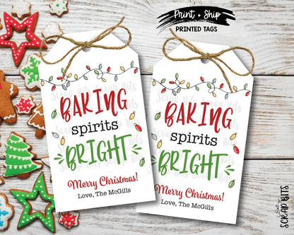 Baking Spirits Bright Tags, Christmas Lights Christmas Baking Tags - Scrap Bits
