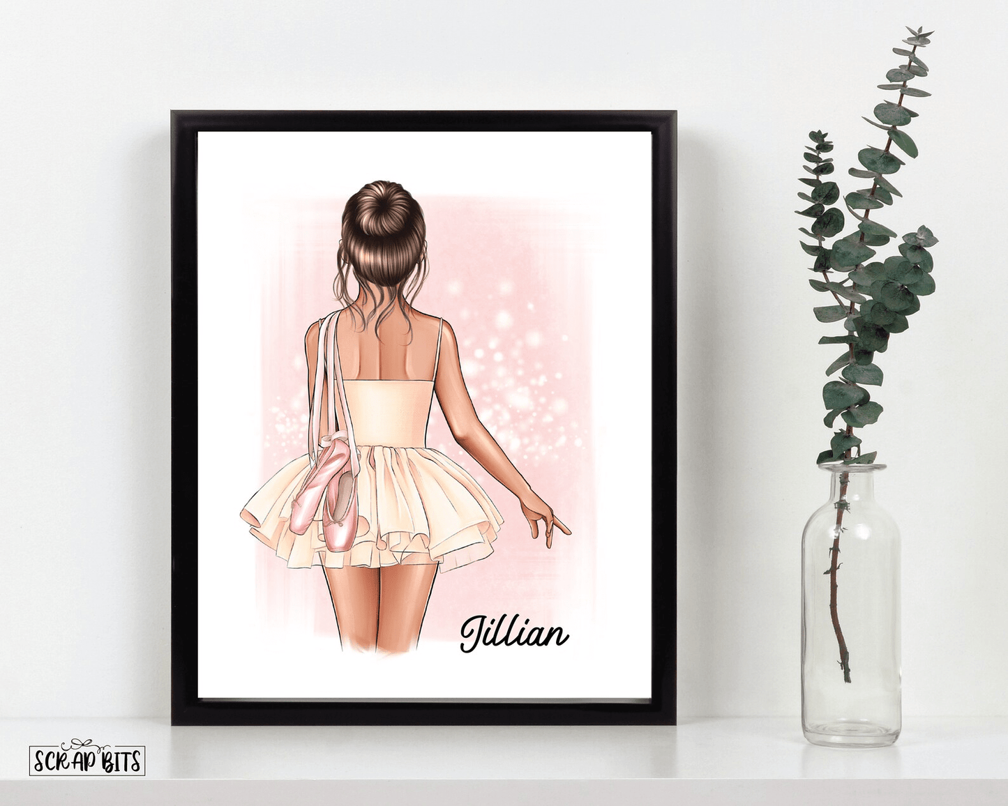 Ballerina Print, Ballet Dancer Wall Art, Half Body . Personalized Printable Portrait Print - Scrap Bits