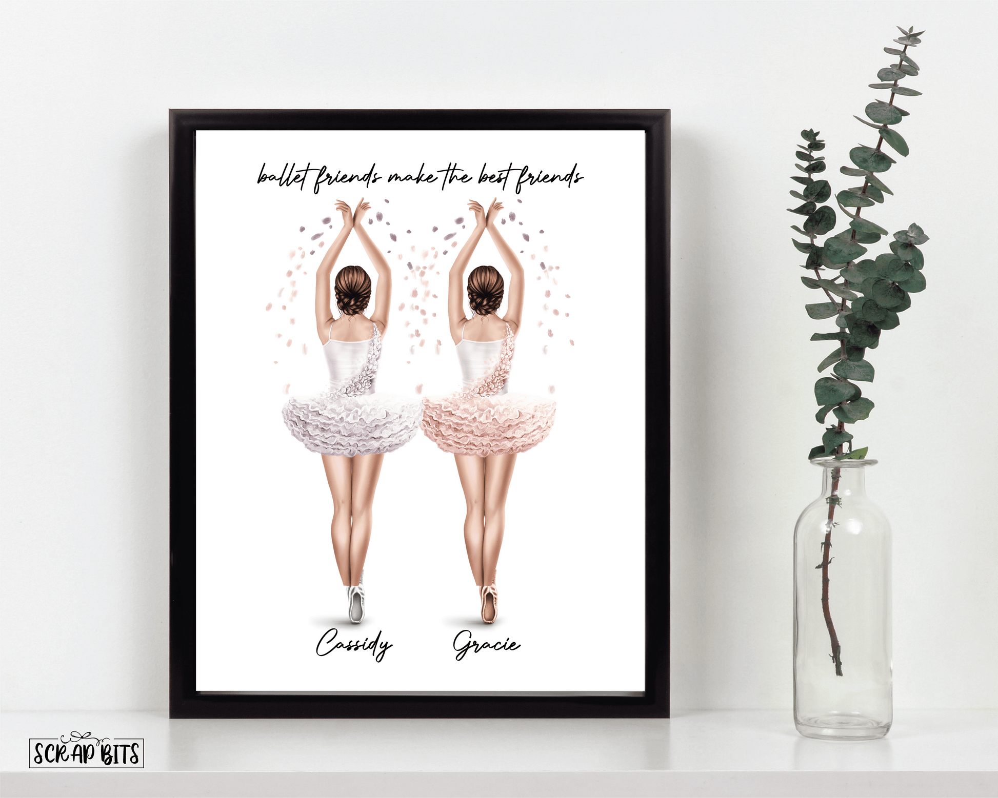 Ballet Dancer Friends Print, Custom Ballerina Gift, Ballet Company Print . Personalized Printable Portrait Print - Scrap Bits