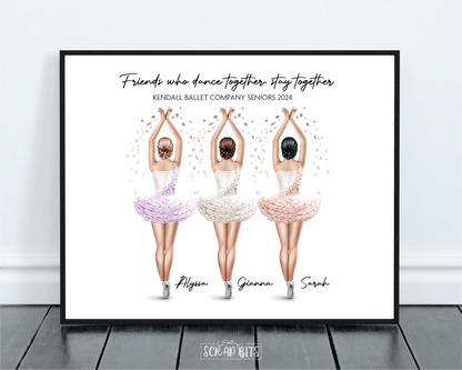 Ballet Dancer Friends Print, Custom Ballerina Gift, Ballet Company Print . Personalized Printable Portrait Print - Scrap Bits