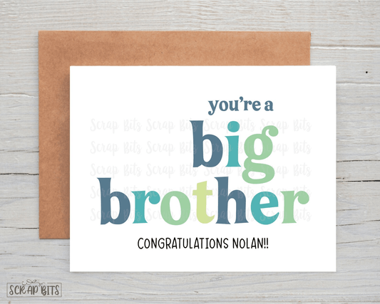 Big Brother Card, New Sibling Card, Retro Funk Lettering - Scrap Bits