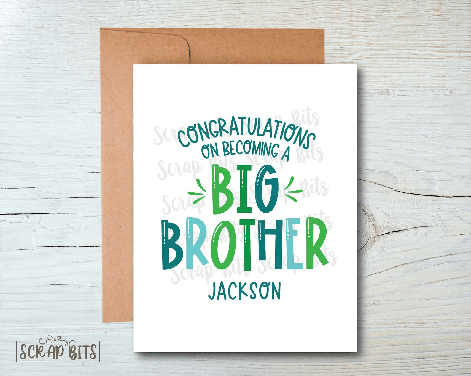 Big Brother Congratulations Card, New Sibling Card - Scrap Bits