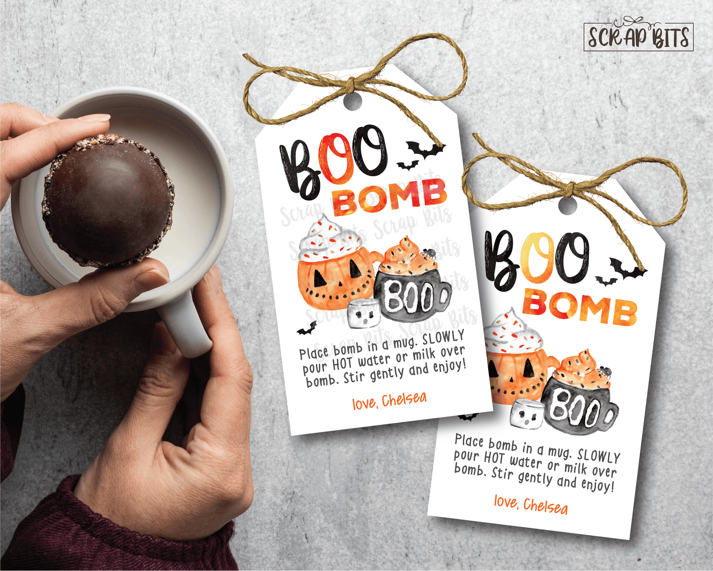 Boo Bomb Tags, Halloween Hot Chocolate Bomb Tags - Scrap Bits