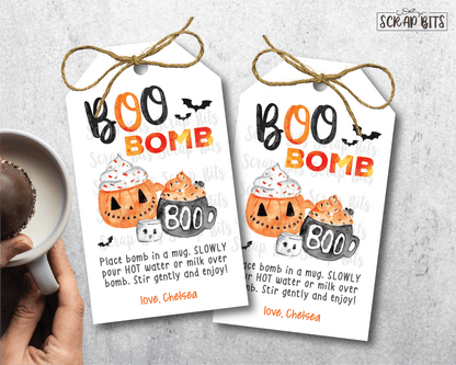 Boo Bomb Tags, Halloween Hot Chocolate Bomb Tags - Scrap Bits