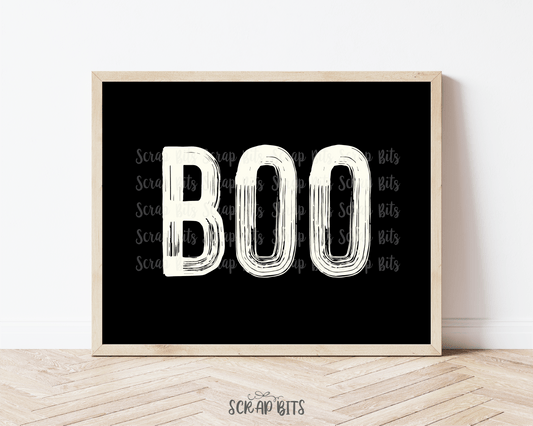 BOO Sign, Spooky Halloween Print, Halloween Wall Art . 5 Digital Print Sizes - Scrap Bits