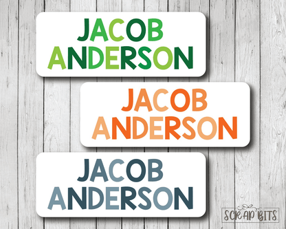 Boy Name Labels, Tri-Cclor . Personalized Belonging Labels - Scrap Bits