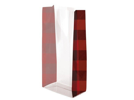 Buffalo Plaid Favor Bags, Cello Treat Bags . 4"x2"x9" - Scrap Bits