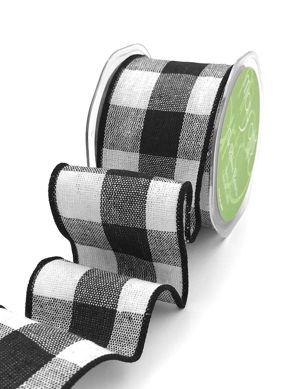 Buffalo Plaid Ribbon - Black & White 2.5" Wired - Scrap Bits