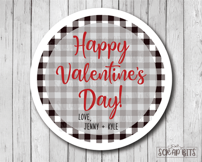Buffalo Plaid Valentine's Day Stickers or Tags - Scrap Bits