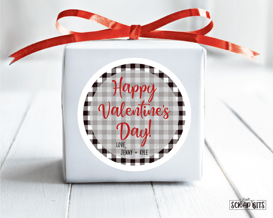 Buffalo Plaid Valentine's Day Stickers or Tags - Scrap Bits