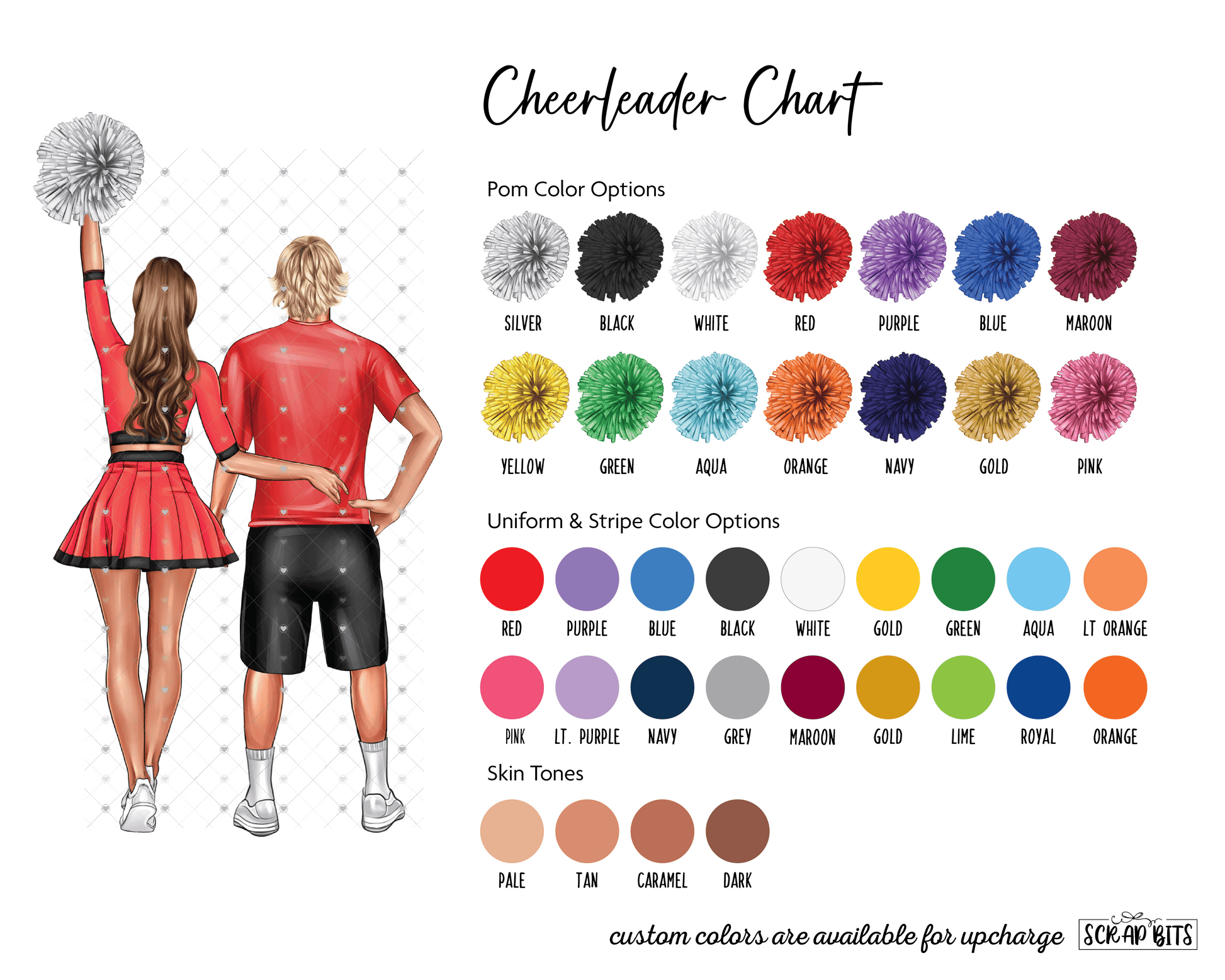 Cheer Besties Print, Custom Cheerleading Team Gift . Personalized Digital Portrait Print - Scrap Bits