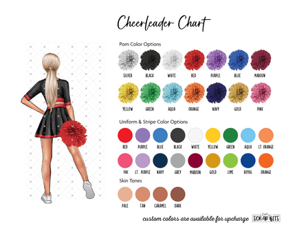 Cheerleader Graduation Print, Personalized Graduation Gift for Her, Full Body Hip Pom . Digital Portrait Print - Scrap Bits