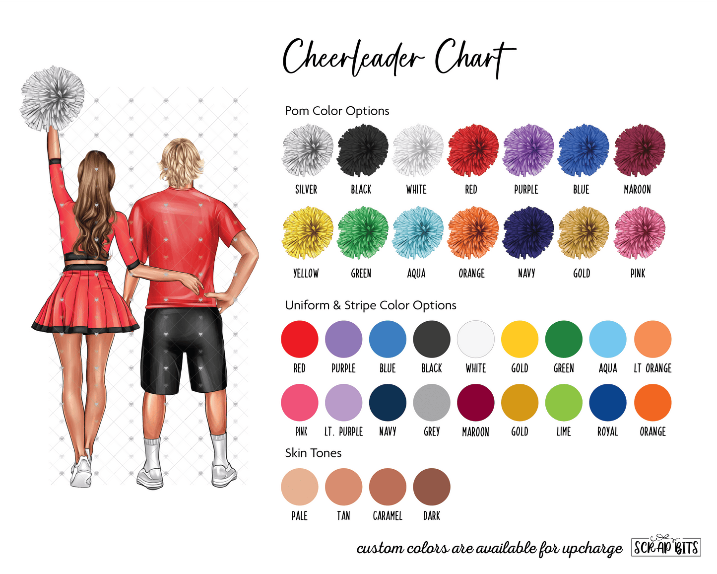 Cheerleader Group Print, Custom Cheerleading Team Gift . Personalized Digital Portrait Print - Scrap Bits