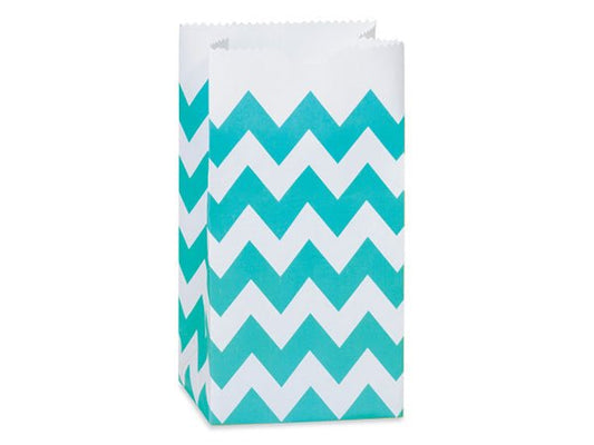 Chevron Paper Gift Sacks, Favor Bags - Aqua - Scrap Bits