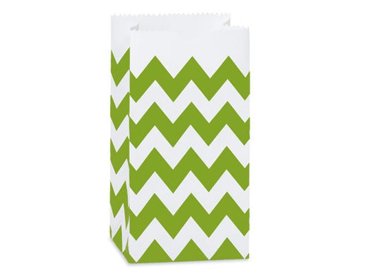 Chevron Paper Gift Sacks, Favor Bags - Green Apple - Scrap Bits