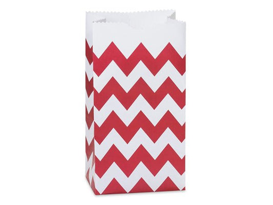 Chevron Paper Gift Sacks, Favor Bags - Red - Scrap Bits