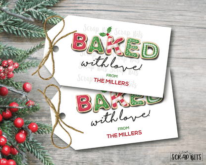 Christmas Baked With Love Tags, Christmas Cookies Tags, Christmas Baking Tags - Scrap Bits