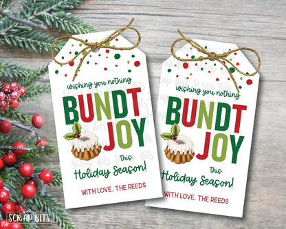 Christmas Bundt Cake Gift Tags, Wishing You Nothing Bundt Joy . Personalized Christmas Gift Tags - Scrap Bits